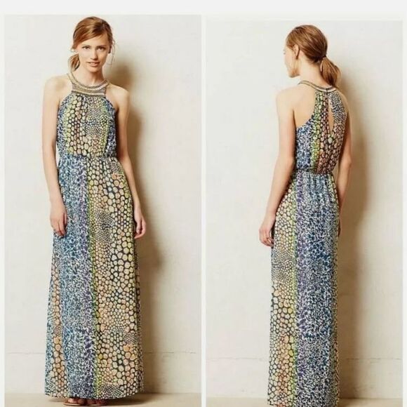 ANTHROPOLOGIE HD IN PARIS MAYACAMAS BEADED MAXI DRESS - Picture 15 of 15